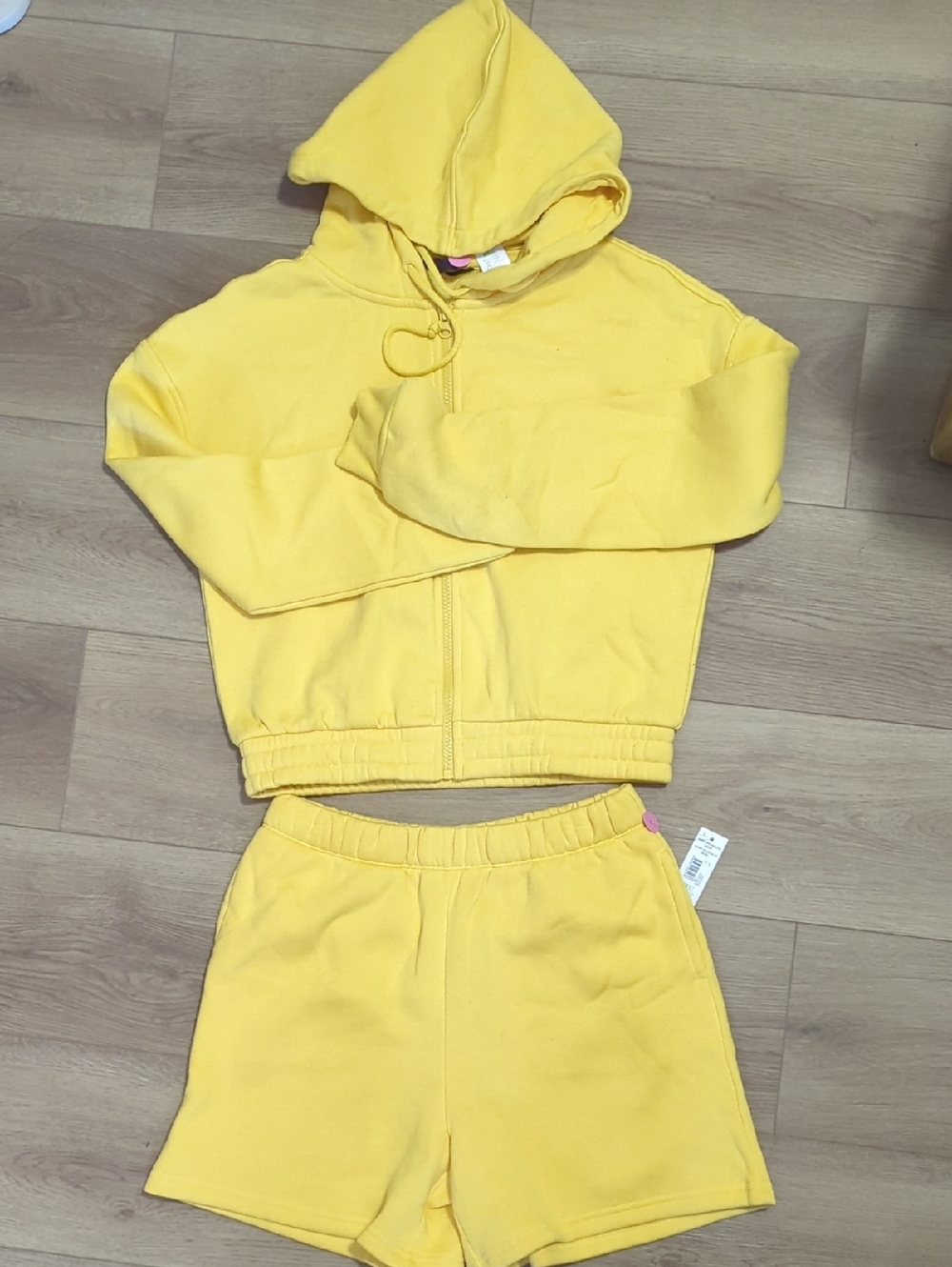 NOBO | Sunny Canary Yellow Zip Hoodie and Shorts Sweatsuit Set, NWT Medium